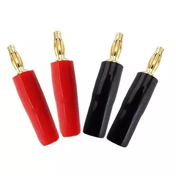 4 шт. позолоченный медный 4 мм разъем типа «банан» винтовые разъемы типа «банан» без пайки 4 мм 2 красных 2 черных 2pcs red 2pcs black