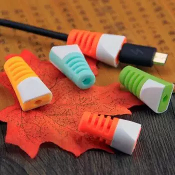 4 шт. практичная защитная крышка для телефонов, USB-кабель для зарядного устройства, шнур, провод белый