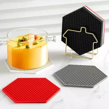 4 шт. практичных ковриков в форме сот, термостойкие силиконовые подставки, защитите свои столешницы с помощью этой стильной подставки под приборы 4Pcs