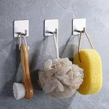 4 шт. прочных настенных крючка, самоклеящиеся крючки для вешалок, грузоподъемность 15 фунтов, легко устанавливаемые настенные крючки для одежды A Oblique