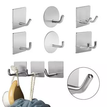 4 шт. прочных настенных крючка, самоклеящиеся крючки для вешалок, грузоподъемность 15 фунтов, легко устанавливаемое пальто A Oblique