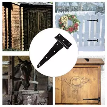 4 шт. прочных Т-образных петель из кованого металла, нержавеющие дверные петли для сарая, комплект из нержавеющих Т-образных петель для деревянных ворот S