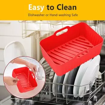 4 шт., противень для духовки, жареная курица, коврик для корзины, силиконовый горшок для фритюрницы, квадратная сменная сковорода для гриля, аксессуары, инструмент красный