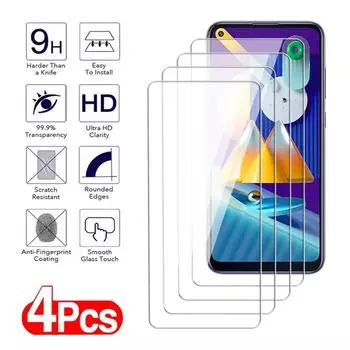 4 шт. прозрачное закаленное стекло для Samsung Galaxy A01 A11 A21 A31 A41 A51 A71 Защитная пленка для экрана M21 M11 M31 M51 For Samsung A12 чистый