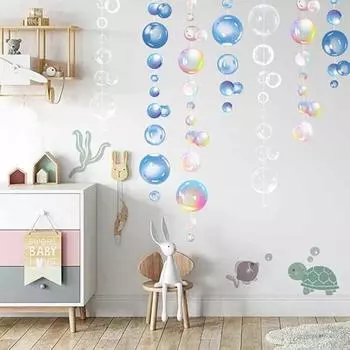 4 шт. прозрачные пузырьковые гирлянды, декор для вечеринки в стиле русалки, плоские вырезы, подвесная лента для дня рождения, крещения, океанской стены, детского душа, украшения под морем белый