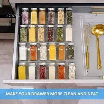 4 шт. прозрачный акриловый ящик для специй органайзер расширяемый дизайн банки для приправ ящики вставка кухонная столешница подставка для специй лоток 4pcs прозрачный