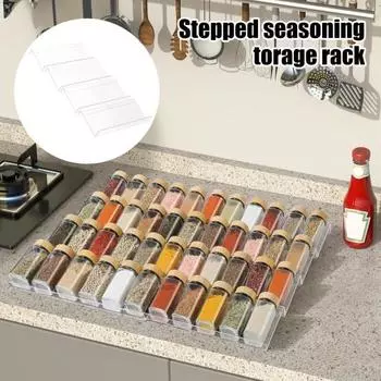 4 шт. прозрачный акриловый ящик для специй органайзер расширяемый дизайн банки для приправ ящики вставка кухонная столешница подставка для специй лоток 4pcs прозрачный