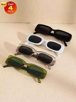 4 шт. прямоугольной оправы для женщин солнцезащитные очки для повседневной жизни для мужчин отпуск наряды модные очки.