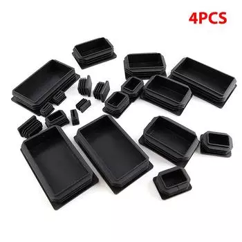 4 шт., прямоугольные пластиковые черные заглушки, вставки для труб, стальные заглушки для ног, коврики для полок столов и стульев 50*100mm