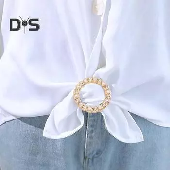 4 шт. пуговицы с завязками на углах для одежды, круглые, в форме круга, с искусственным жемчугом, стразами, зажимы для шарфов, зажимы для галстуков футболок, зажимы для затягивания рубашек золотистый