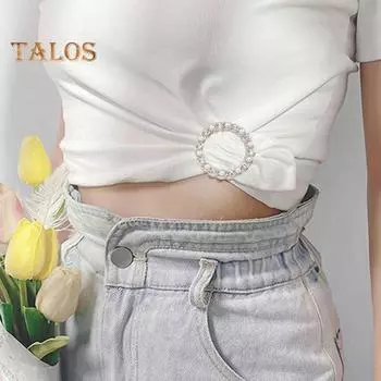 4 шт. пуговицы с завязками на углах для одежды, круглые, в форме круга, с искусственным жемчугом, стразами, зажимы для шарфов, зажимы для галстуков футболок, зажимы для затягивания рубашек золотистый