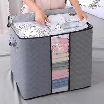 4 шт., пылезащитный прозрачный ящик для хранения домашней одежды, визуальный органайзер, ящик для хранения одежды, сумка для хранения одеял 4pcs серый