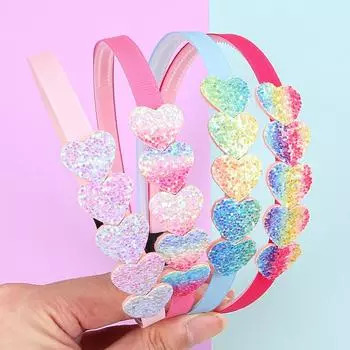 4 шт. Радужные повязки на голову со звездами, Блестящая повязка на голову с сердечком для девочек, Цветочные повязки для волос с зубчиками, Детские аксессуары для волос для вечеринок