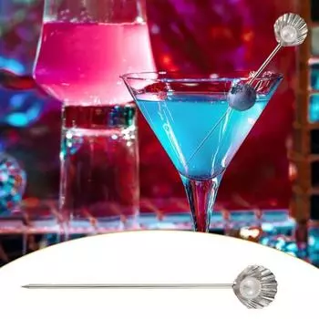 4 шт. ракушка жемчужный дизайн коктейльная шпажка многоразовая винная игла шпажка для закусок фруктовая палочка для вечеринки 4Pcs