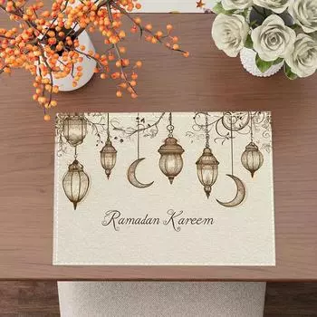 4 шт. Рамадан салфетки Ид Мубарак Рамадан Карим Луна кухонные коврики для украшения праздничного стола O1W8 White-4pcs