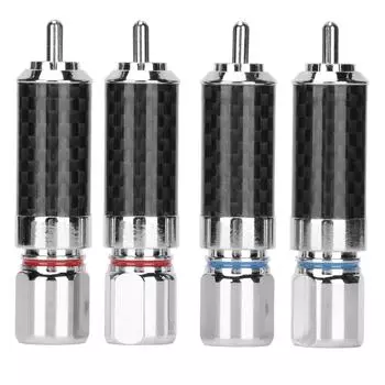 4 шт. разъема RCA из латуни с хромированным покрытием, припой, штекеры RCA, вмещают провод диаметром до 10 мм