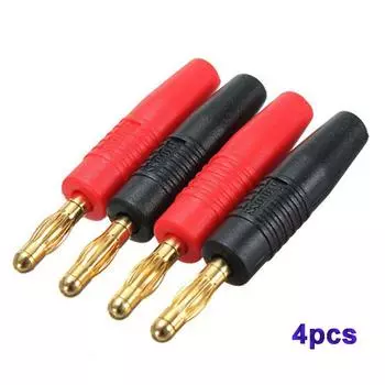 4 шт. разъемы типа «банан» для динамиков 4 мм, позолоченные чёрный/красный