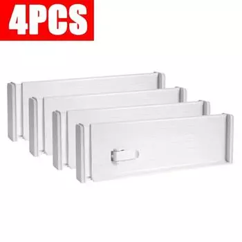4 шт. Разделители для ящиков, регулируемые, расширяющиеся, сужающиеся, для кухни, органайзер для ящиков, пластиковый органайзер, ящик для хранения