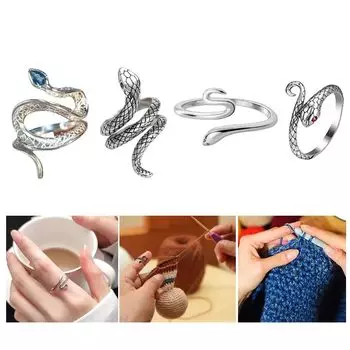 4 шт. регулируемая вязальная петля в форме змеи, кольцо для вязания крючком в виде кошачьих ушей, пряжа для вязания крючком, инструменты для вязания, подходят для фиксации крючка с помощью