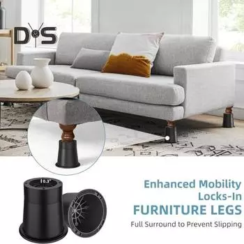 4 шт. регулируемые круглые подставки для кроватей, круглые подставки для мебели, грузоподъемность 3300 фунтов, нескользящие ножки для стульев, столов, подъемные подставки 4pcs