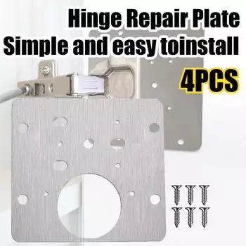 4 шт. ремонтная пластина для петли шкафа, монтажная пластина из нержавеющей стали для ремонта петли с винтами для мебельной дверной петли B-4PCS