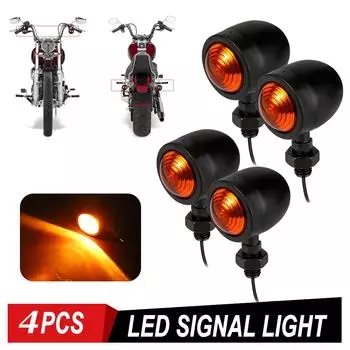4 шт. ретро мотоциклетный сигнальный фонарь 12 В светодиодный стоп-сигнал мото световые индикаторы пуля хром янтарный мото передний фонарь задний фонарь