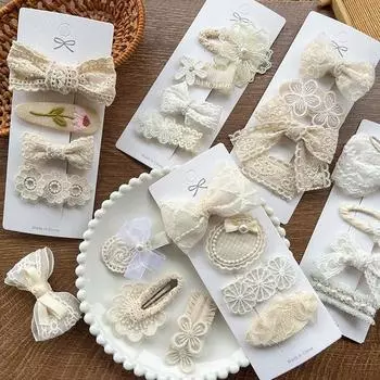 4 шт. Ретро принцесса заколка для волос эстетический цветочный бант кружевная сетка заколка для волос милые элегантные женские аксессуары для волос детский головной убор