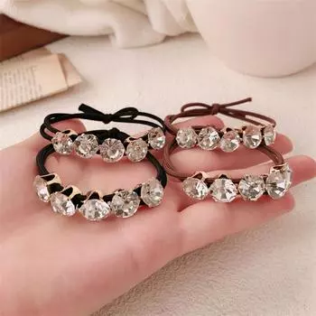 4 шт. ретро простой галстук со стразами резинка для хвостика резинка для волос кольцо для волос украшение для волос подходит для повседневной носки дам и девушек Size fits all