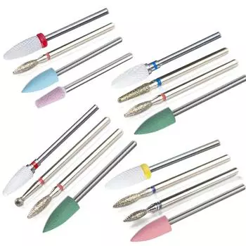 4 шт., резиновые, силиконовые, керамические, алмазные, набор сверл для ногтей, 3/32 дюйма, кутикула, акриловый гель, пилка для удаления ногтей, резак для маникюра