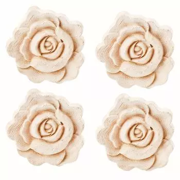 4 шт. резные деревянные аппликации, неокрашенные цветочные аппликации из дерева, резные рамки для аппликаций, накладки для дверей шкафа, кровати, гардеробной мебели, украшения