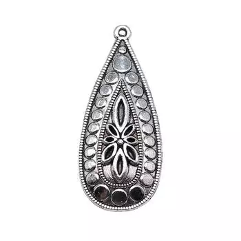 4 шт., резные серьги в форме капли, изготовление подвесок, античное серебро, цвет цинкового сплава, 35X15 мм