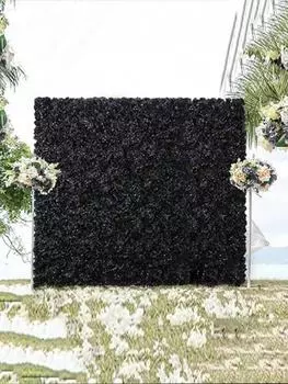 4 шт. Роза настенный фон черные цветы настенные искусственные цветы шелковые розы панели для приветственной вечеринки юбилей церковная сцена фоновое украшение чёрный