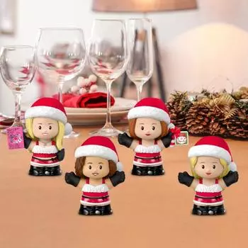 4 шт. Рождественская фигурка для девочек, смоляная шапка Санты, минифигурки, настольное украшение по мотивам фильмов, подарок для фанатов и взрослых Sets
