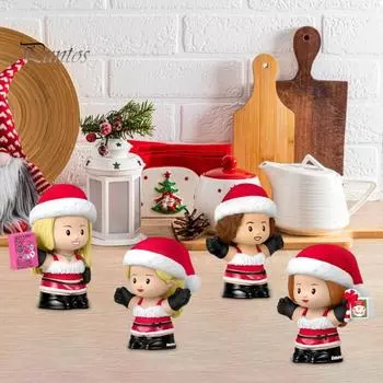 4 шт. Рождественская фигурка для девочек, смоляная шапка Санты, минифигурки, настольное украшение по мотивам фильмов, подарок для фанатов и взрослых Sets