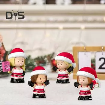 4 шт. Рождественская фигурка для девочек, смоляная шапка Санты, минифигурки, настольное украшение по мотивам фильмов, подарок для фанатов и взрослых Sets