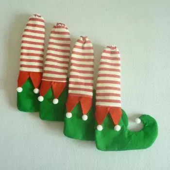 4 шт. Рождественские чехлы на ножки стульев, полосатые носки с изображением эльфа, чехлы на ножки стола, обеденные