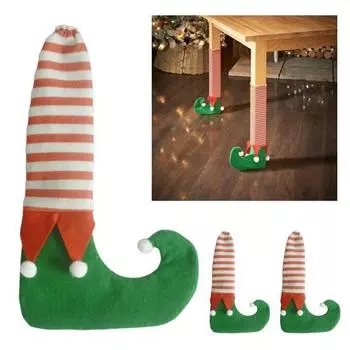 4 шт. Рождественские чехлы на ножки стульев, полосатые носки эльфа, чехлы на ножки стола, обеденный стул