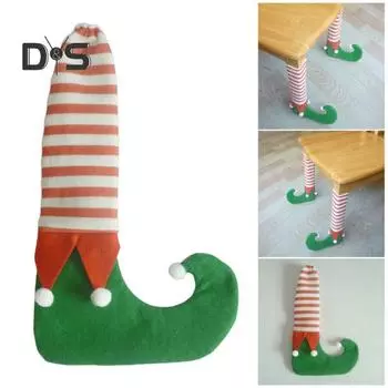 4 шт. Рождественские чехлы на ножки стульев, полосатые носки эльфа, чехлы на ножки стола, чехлы для обеденных стульев, накладки на ножки мебели, протектор пола для рождественской вечеринки и ужина зелёный