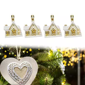 4 шт. Рождественские елочные украшения, подвески, рождественский декор, снежный домик, украшение для помолвки Gold