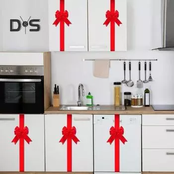 4 шт. рождественские ленты для шкафа, банты, большие дверные ленты, банты, праздничные принадлежности для кухни, декор мебели для дома красный