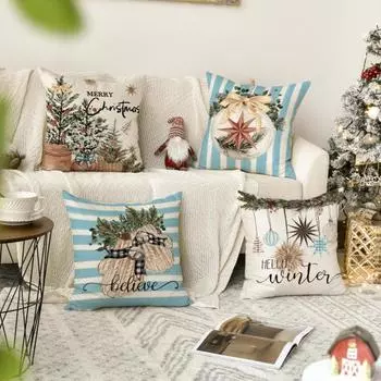 4 шт. рождественские наволочки с красочным мультяшным принтом квадратной формы для спальни в фермерском доме и офиса F