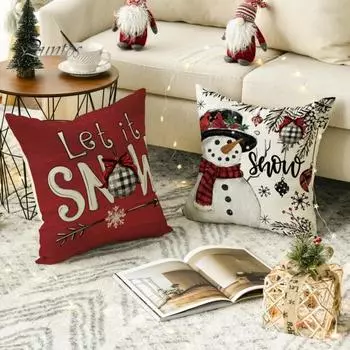 4 шт. рождественские наволочки с красочным мультяшным принтом квадратной формы для дома, спальни, офиса, гостиной, дивана, украшения, наволочка, чехол для подушки E