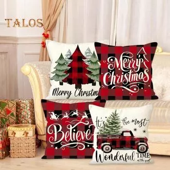 4 шт. рождественские наволочки с красочным мультяшным принтом квадратной формы для дома, спальни, офиса, гостиной, дивана, украшения, наволочка, чехол для подушки E