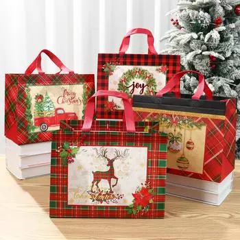 4 шт. Рождественские нетканые сумки Веселое рождественское украшение для дома 2024 Рождественские подарочные сумки Украшения Navidad Natal Новый год Подарок 2025 as picture