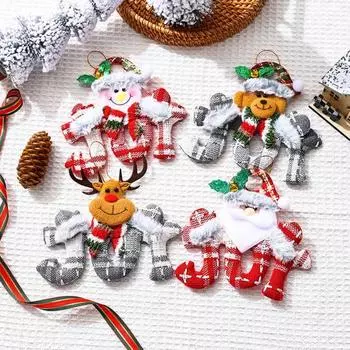 4 шт. Рождественские подвески в форме буквы лося, снеговика, медведя, многоразовые, JOY, праздничная атмосфера, Новый год