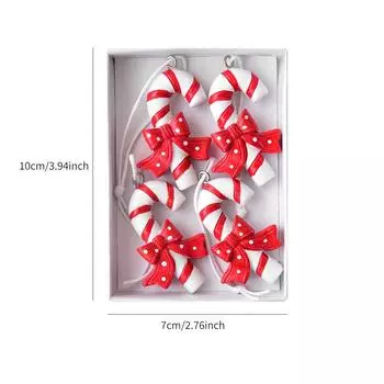 4 шт. Рождественские полимерные подвески, Подходят для украшения комнаты, Рождественской елки, Праздничного украшения для вечеринки, Подвески, Без питания Crutch Set