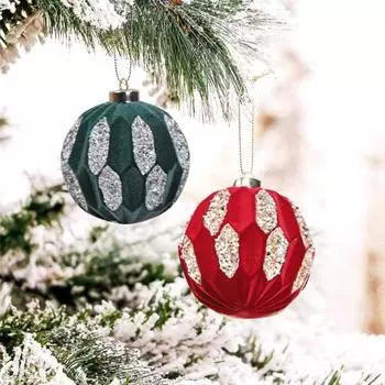 4 шт. Рождественские шары, украшения, небьющиеся, флокированные, рождественские елочные безделушки, подвесные украшения для праздничной вечеринки, свадебного декора A