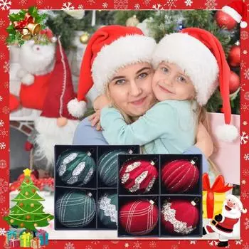 4 шт. Рождественские шары, украшения, небьющиеся, флокированные, рождественские елочные безделушки, подвесные украшения для праздничной вечеринки, свадебного декора E