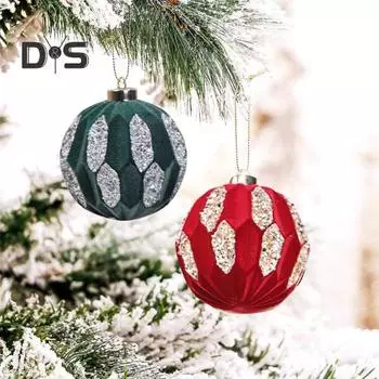 4 шт. Рождественские шары, украшения, небьющиеся, флокированные, рождественские елочные безделушки, подвесные украшения для праздничной вечеринки, свадебного декора A
