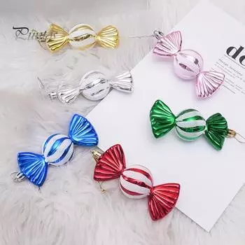 4 шт. Рождественские украшения из конфет, блестящие подвесные украшения из конфет, яркие цветные конфетные подвески для украшения рождественской елки красный